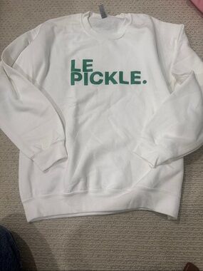 Brand New Le Pickle White Crewneck Sweatshirt - Green Logo